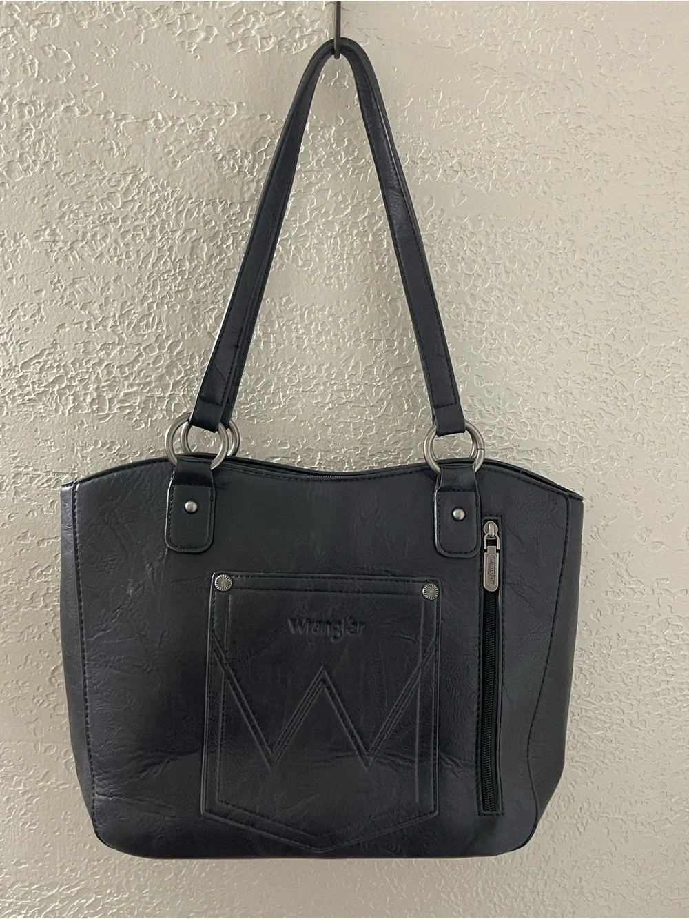 Wrangler Black Studded Shoulder Tote Western